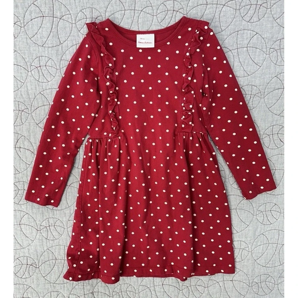 Hanna‎ Andersson Ruffle Dress Red Polka Dot / Girls 6-7